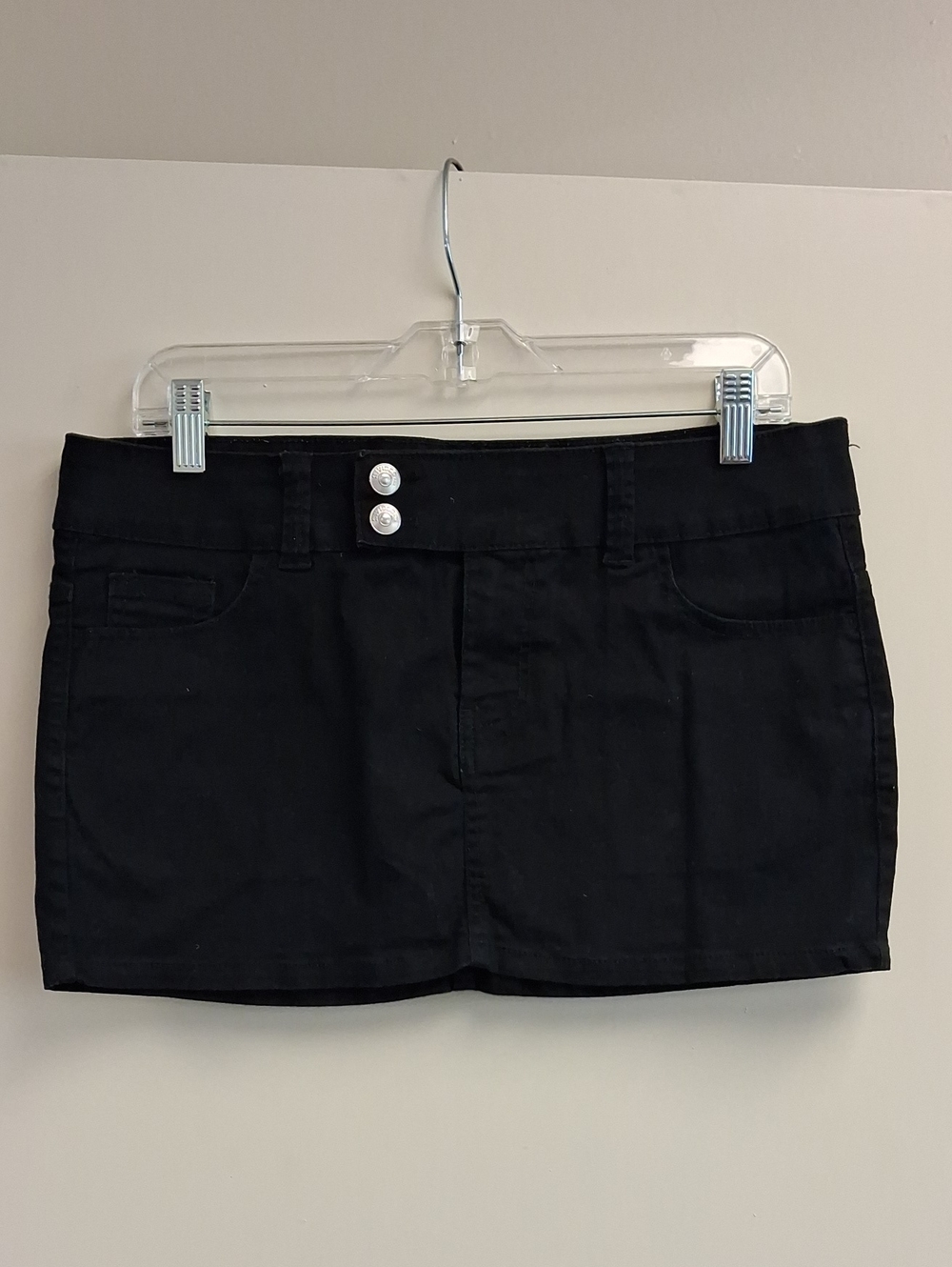 H&M Divided Black Y2K Mini Skirt Double Button Size 8